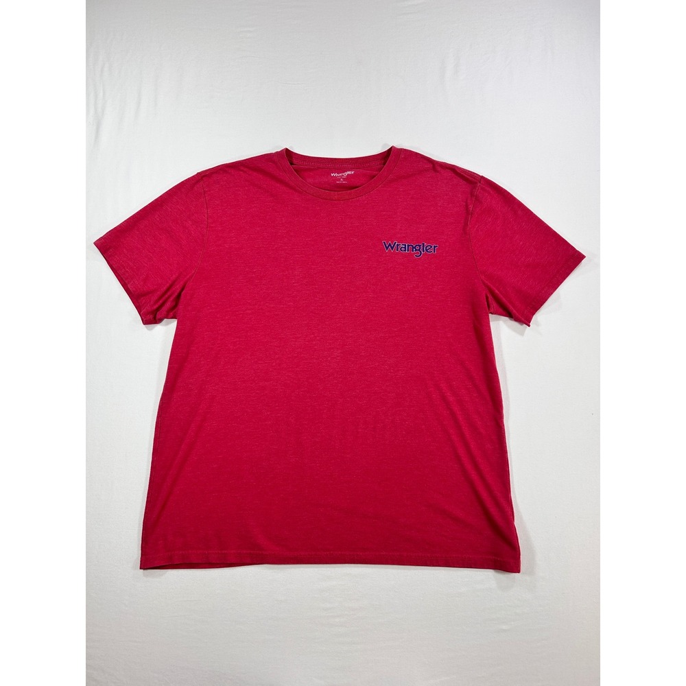 Wrangler Mens XL Red Heather Graphic Logo Short Sleeve T-Shirt Regular Fit